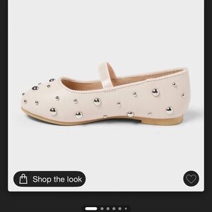 Cat & Jack Cream Ballet Flats with Silver Studs